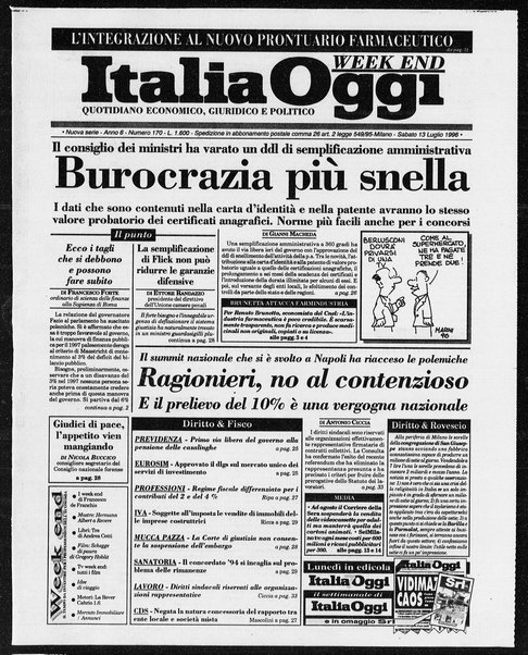 Italia oggi : quotidiano di economia finanza e politica